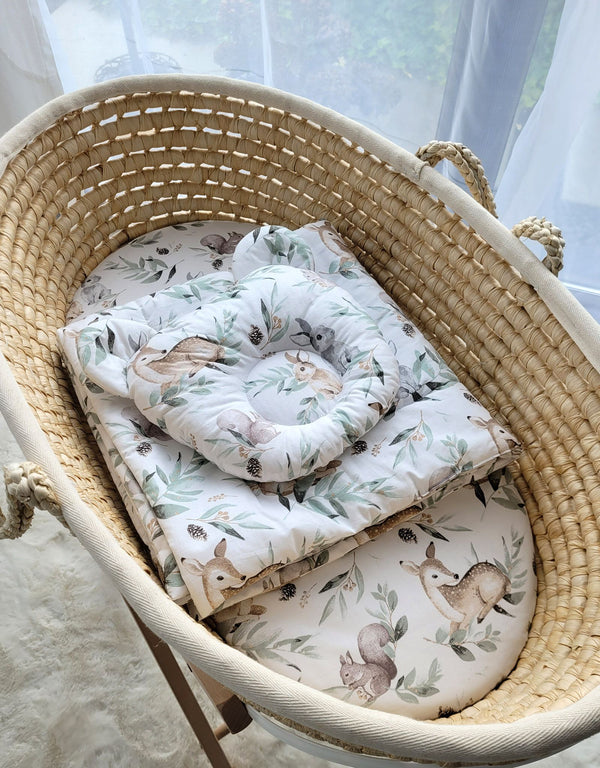 Babydecke und Kissen - Baumwolle - Teddybär - Woodland Olive
