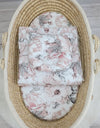 Babydecke und Kissen - Baumwolle - Teddybär - Sepia Rosen