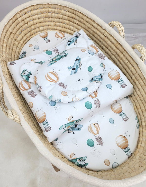 Babydecke und Kissen - Baumwolle - Teddybär - Sky Adventure