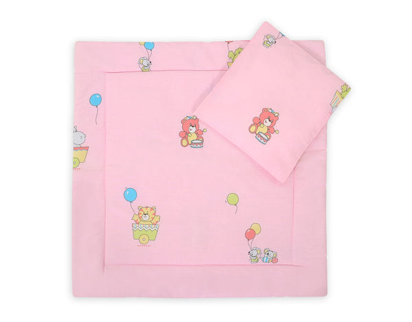 Vauvan peitto 77x77cm ja tyyny - Animals on pink
