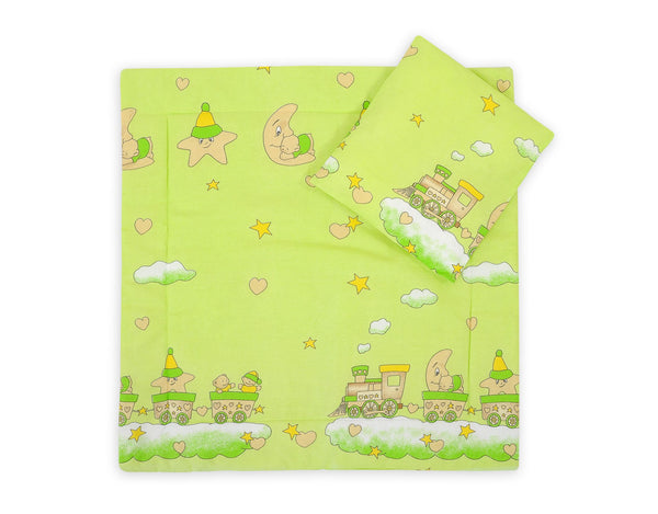 Vauvan peitto 77x77cm ja tyyny  - Fun green train