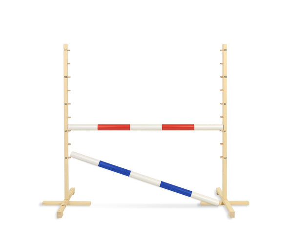 Steckenpferd-Hindernis 120 cm mit zwei Stangen – Rot und Blau