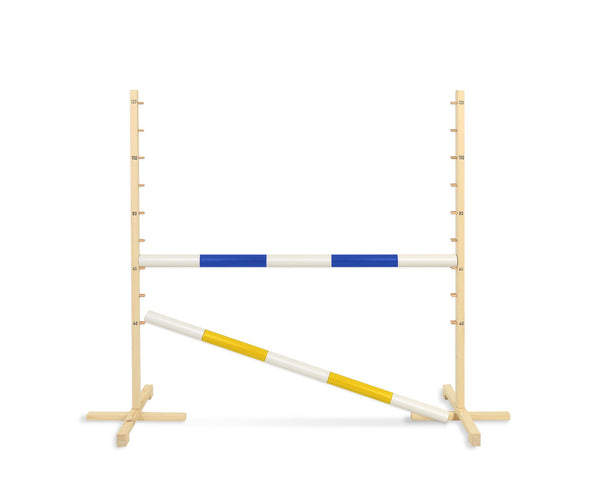 Steckenpferd Hindernis 120cm mit zwei Stangen - Blau und Gelb