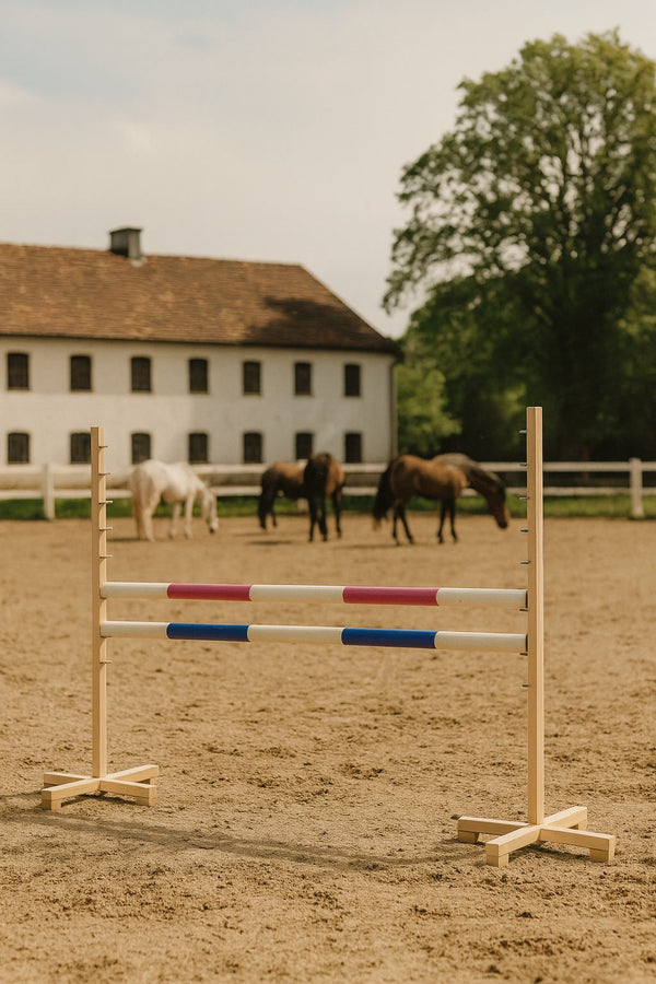 Steckenpferd-Hindernis 120cm mit zwei Stangen - Pink und Blau
