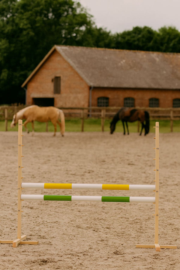 Steckenpferd Hindernis 120cm mit zwei Stangen - Gelb und grün