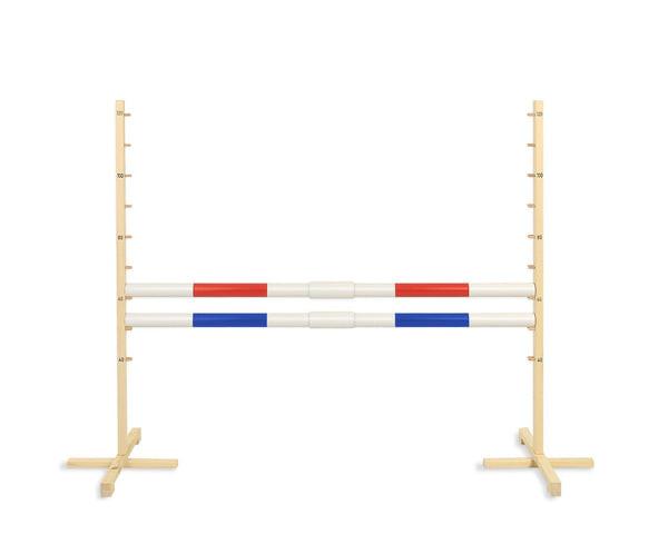Steckenpferd-Hindernis 160cm mit zwei Stangen - Rot und blau