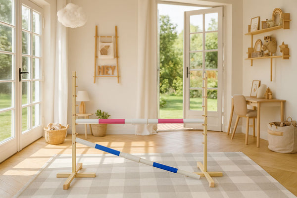 Steckenpferd Hindernis 160cm mit zwei Stangen - Pink und Blau