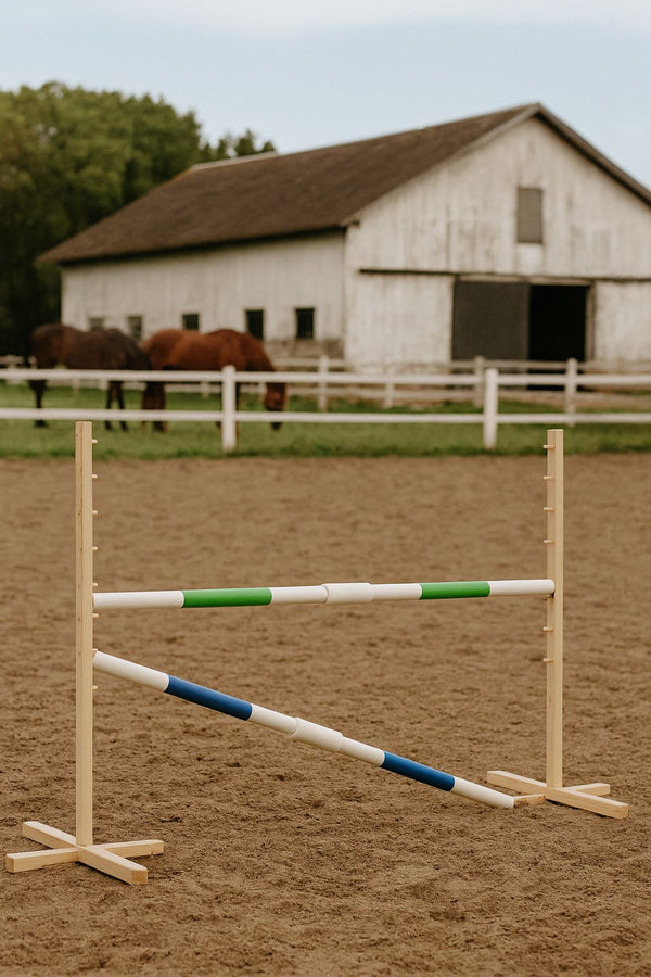 Steckenpferd Hindernis 160cm mit zwei Stangen - Grün und Blau