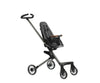 Qplay Easy -lastenvaunut 3-in-1 harmaana, jossa on säädettävä työntöaisa ja turvakaari.