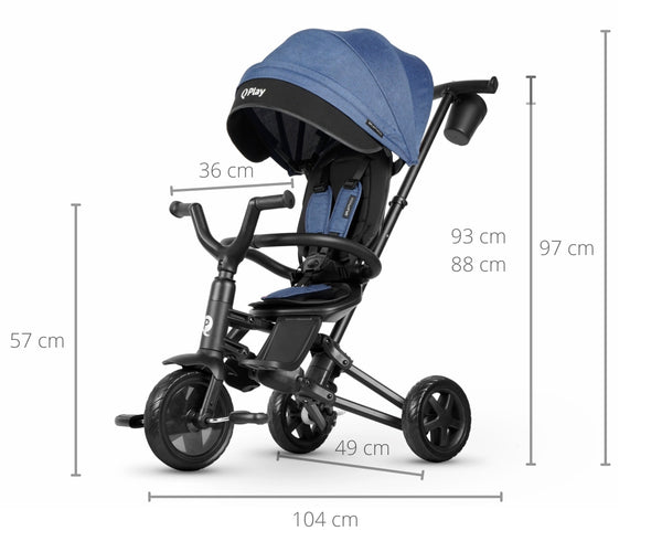 Kinderdreirad mit Schiebestange Nova Niello Blau