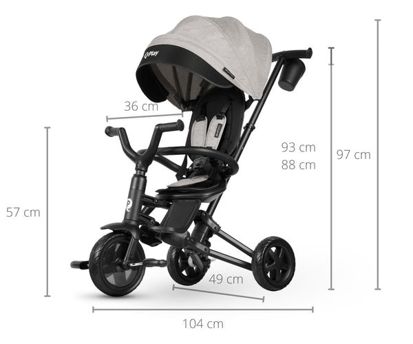 Kinderdreirad mit Schiebestange Nova Niello Grau