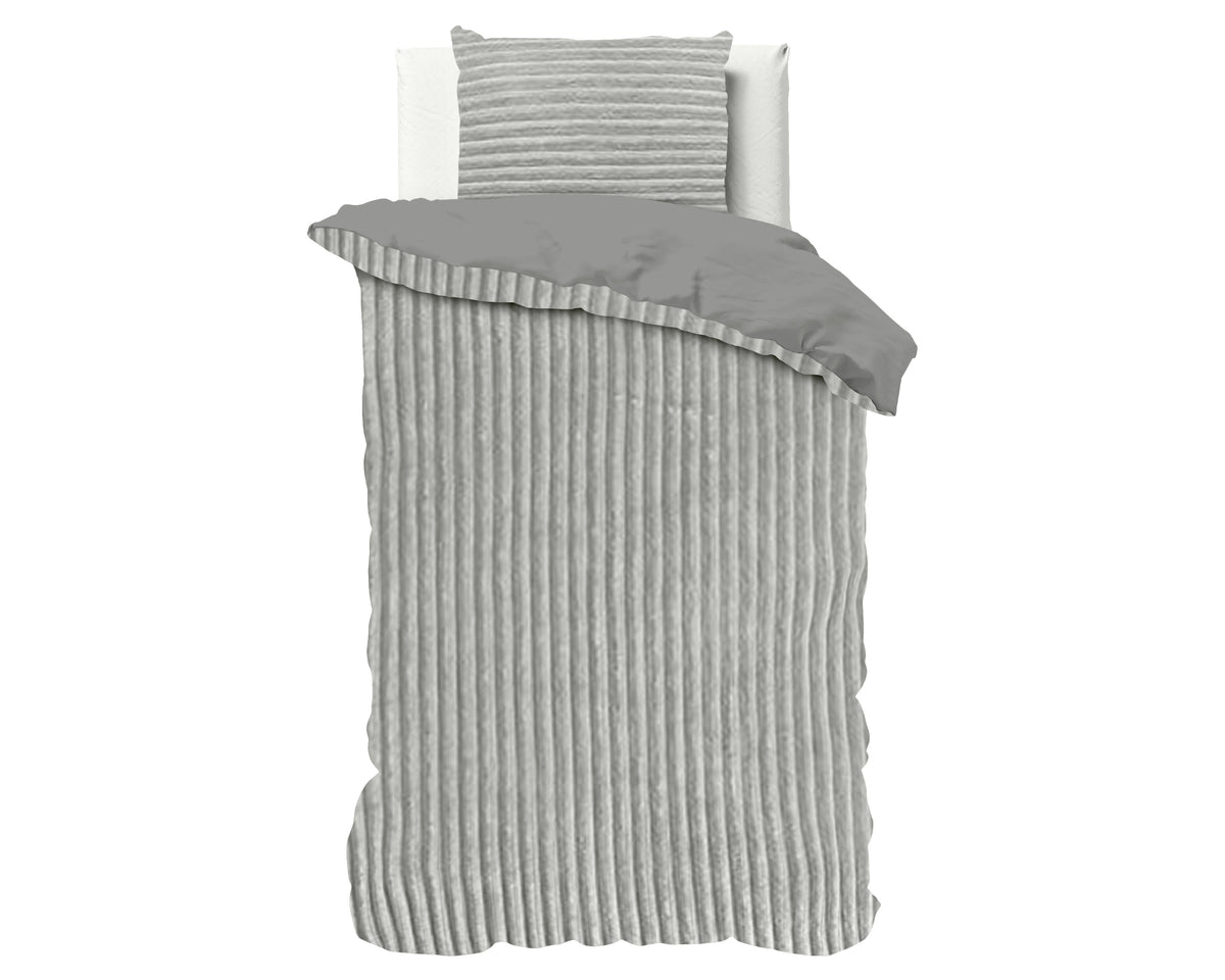 Harmaa nalle polyesteri pussilakanasetti Rib Teddy