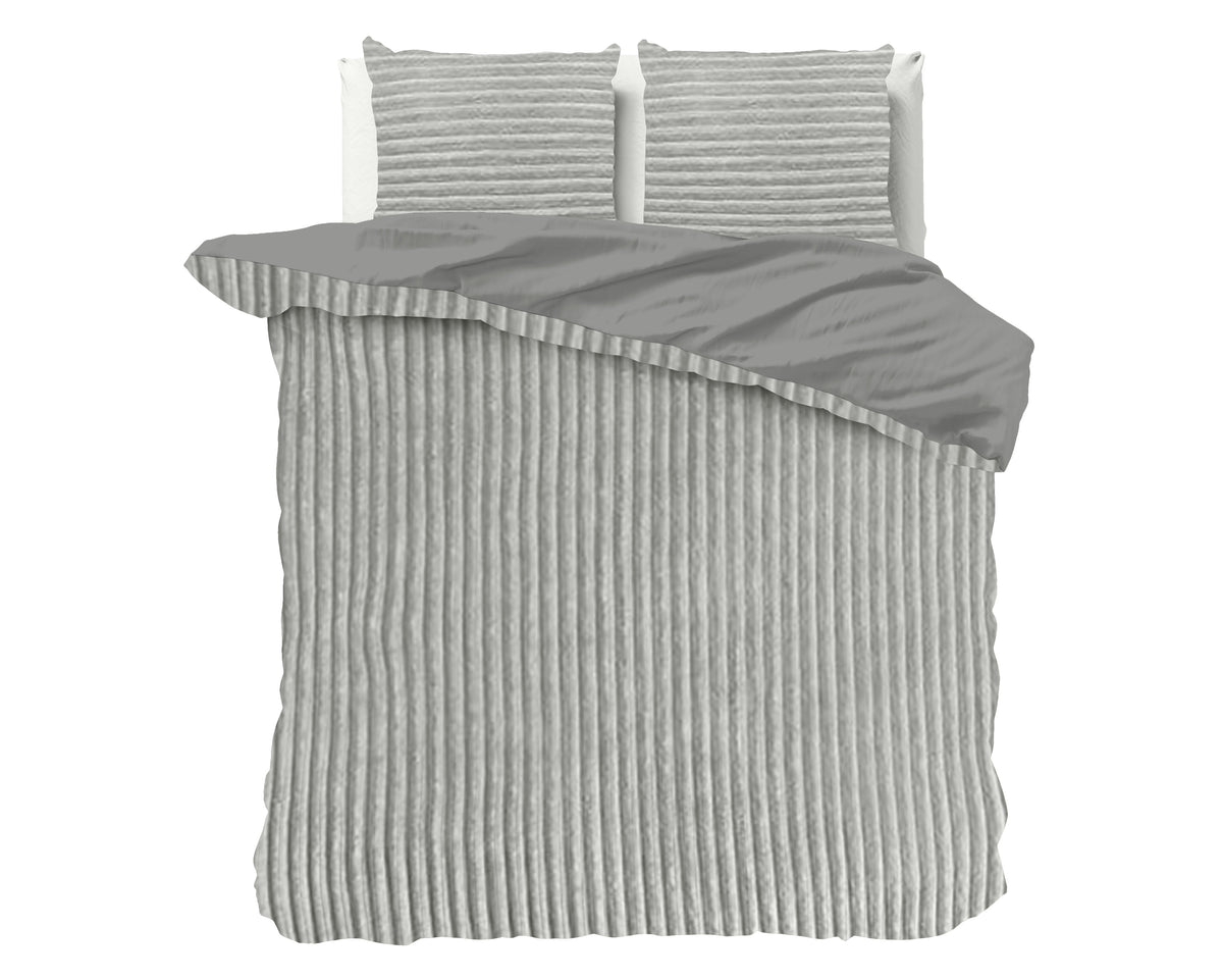 Harmaa nalle polyesteri pussilakanasetti Rib Teddy