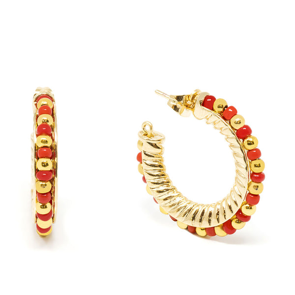 Shabama Ethiopia Red 2Cm Earrings #Shiny Gold 1 U | Vuodevaatteet.fi