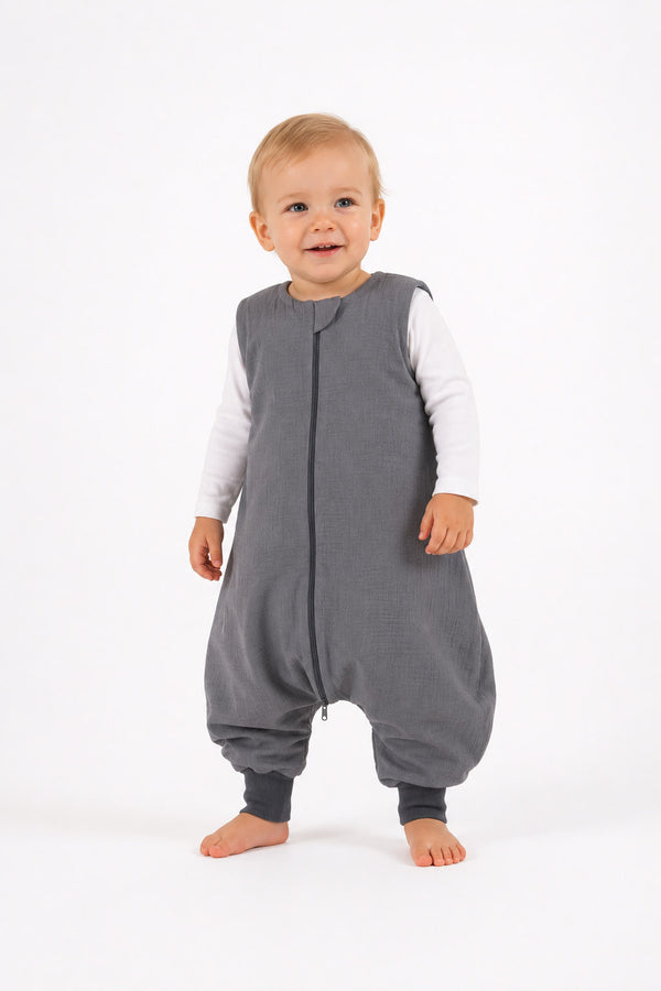 My Sweet Baby - Musliininen vauvan kesäunipussi jaloilla L 9–24 kuukautta Tog 1.0 - antrasiitti