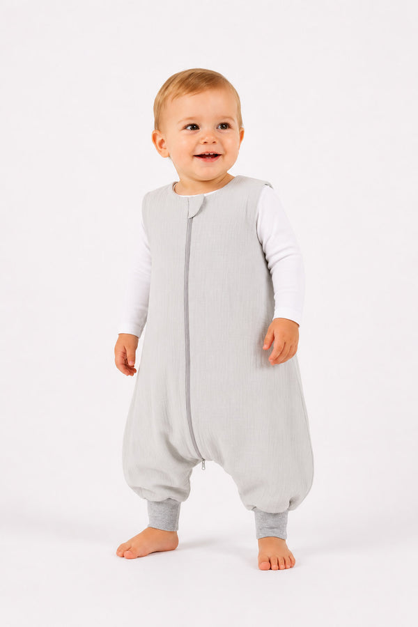 My Sweet Baby - Musliininen vauvan unipussi lahkeilla Xl 2–4 vuotta kesäksi Tog 1.0 - harmaa