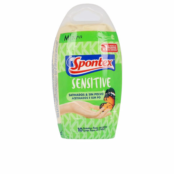 Spontex Latex sensitive samettiset jauheettomat käsineet koko m, 10 kpl | Vuodevaatteet.fi