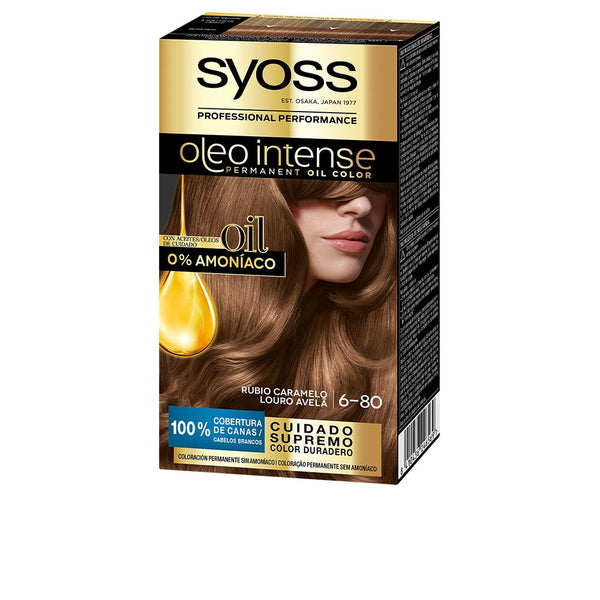 Syoss Oleo Intense kestohiusväri ilman ammoniakkia #6.80-karamellinvaalea | Vuodevaatteet.fi