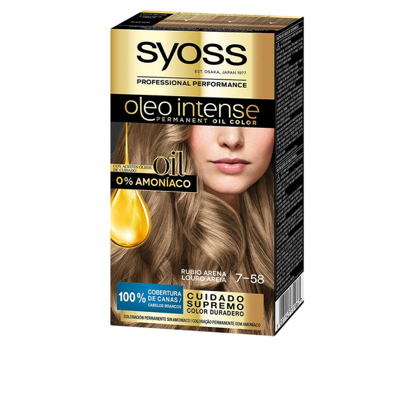 Syoss Oleo Intense kestohiusväri ilman ammoniakkia #7.58-hiekkablondi | Vuodevaatteet.fi