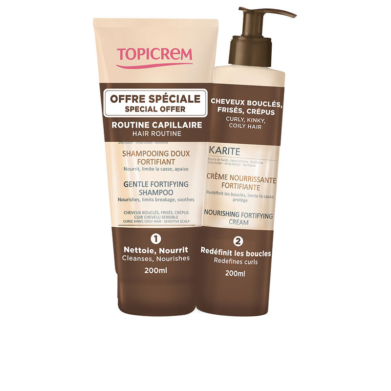 Topicrem Karite strififting shampoo 200 ml + strifting cream 200 ml pakkaus 2 kpl | Vuodevaatteet.fi