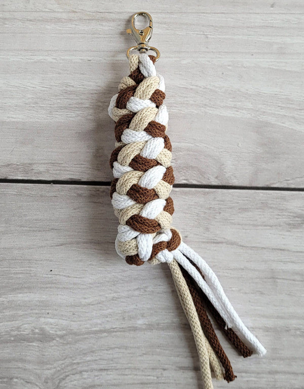 Halfterstrick für Steckenpferd – hellbeige/braun/weiß
