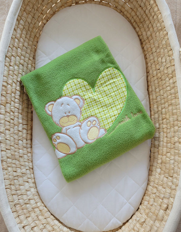 Fleece Viltti Vauvalle - Teddy Bear With Heart Green