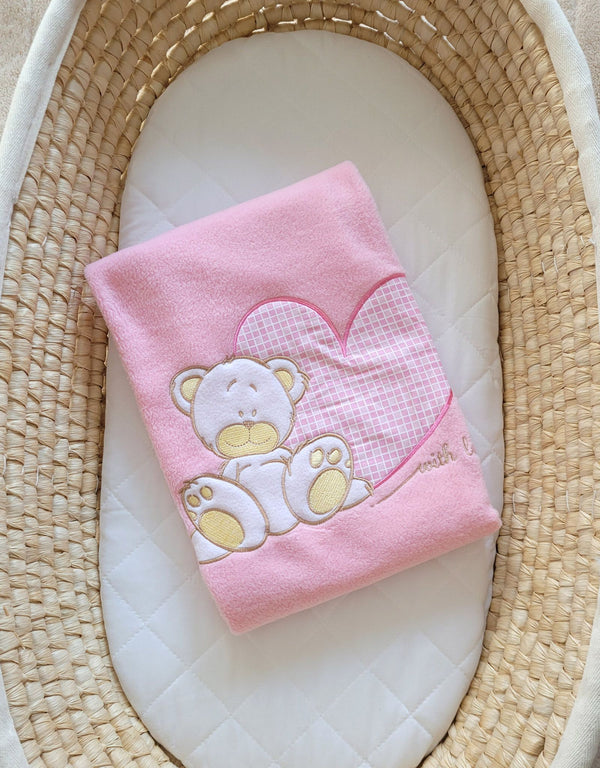Fleece Viltti Vauvalle - Teddy Bear With Heart Pink