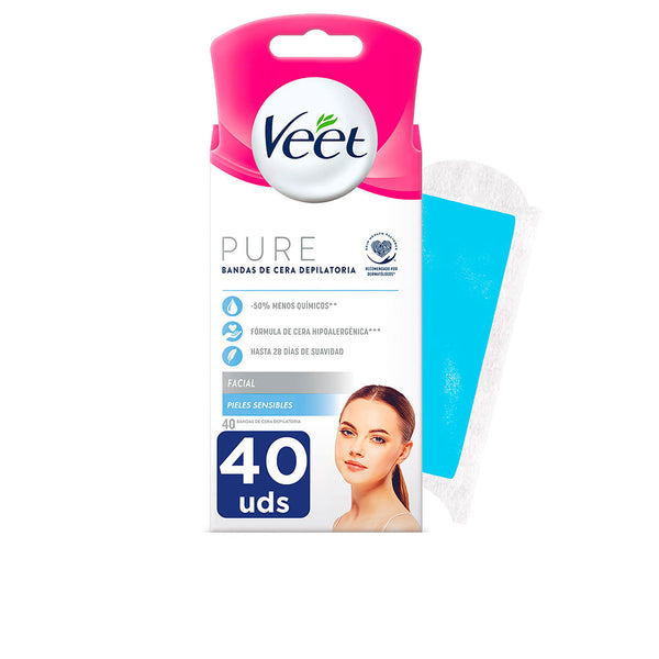 Veet Pure wax bands herkälle iholle tarkoitetut kasvokaistaleet 40 kpl | Vuodevaatteet.fi