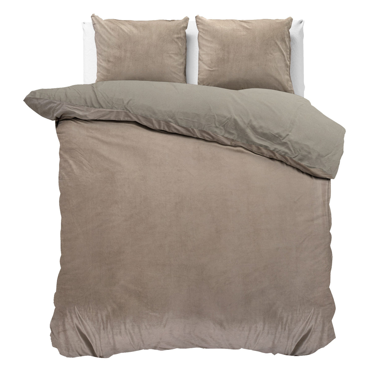 Taupe sametti pussilakanasetti Velvet Uni