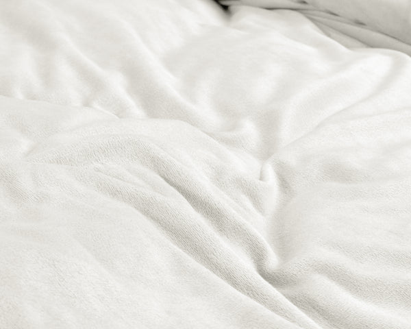 Valkoinen sametti pussilakanasetti Velvet Uni