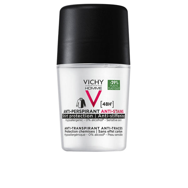 Vichy Homme Anti-Transpirant Anti-Traces 48H Deo Roll-On 50 Ml | Vuodevaatteet.fi