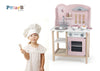 Hölzerne Spielküche Silber-Rosa mit Zubehör