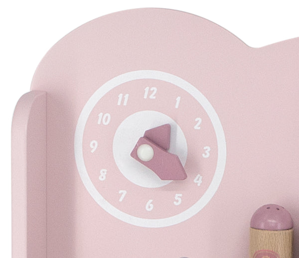 Hölzerne Spielküche Silber-Rosa mit Zubehör