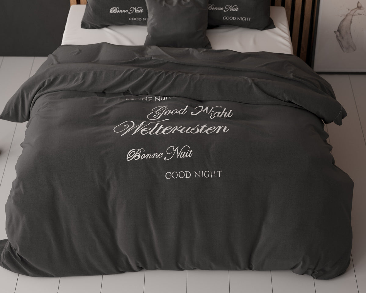 Musta mikroperkaali pussilakanasetti Welterusten