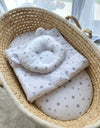 Babydecke und Kissen – Baumwolle – Teddybär – Mini Grey Stars